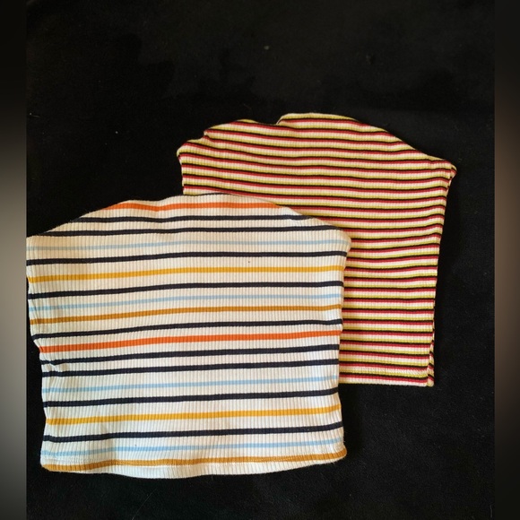 Set of 2 Garage Striped Tube Tops. Ribbed, Colourful - Picture 2 of 6
